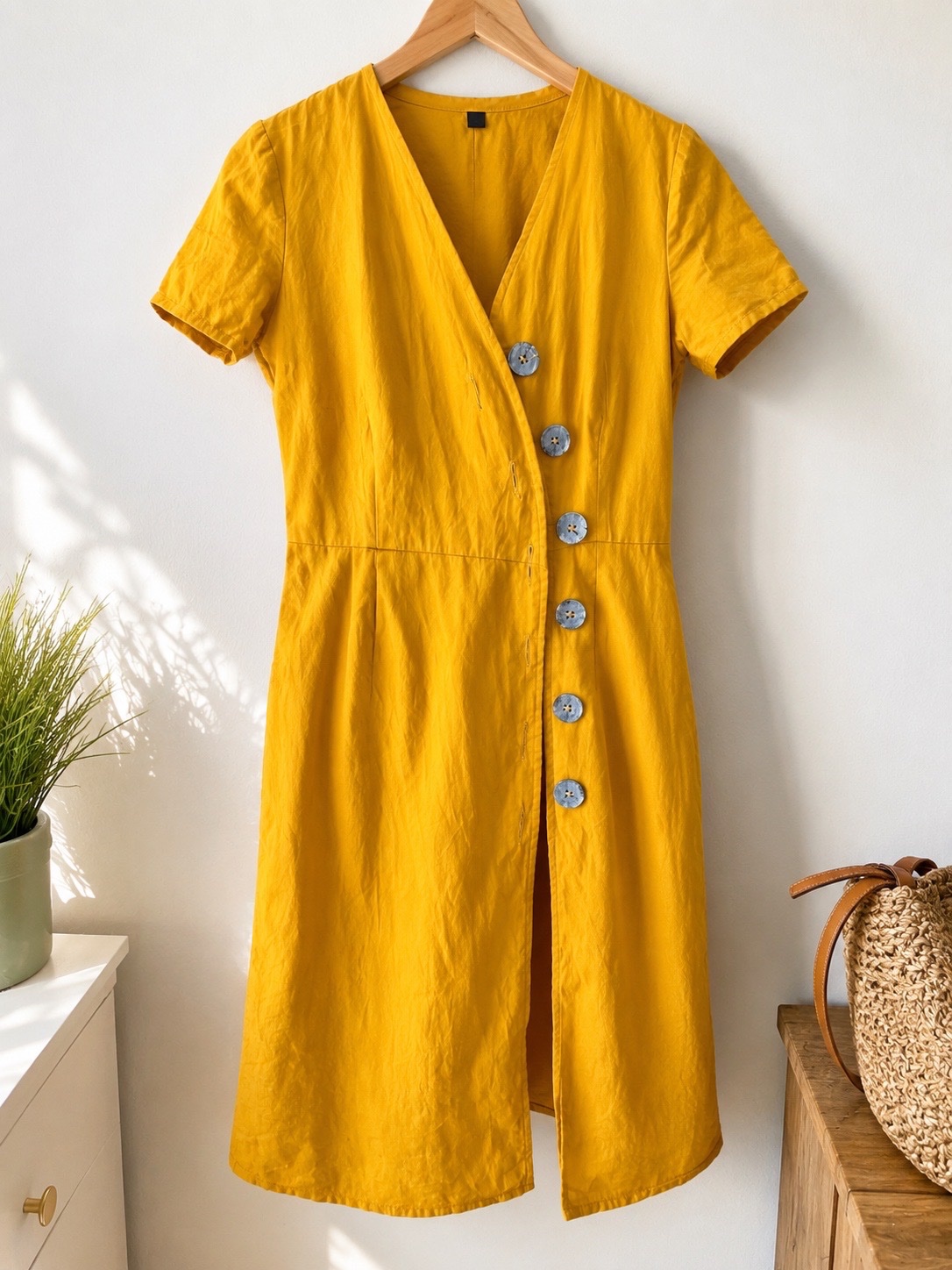 Robe tunique jaune moutarde