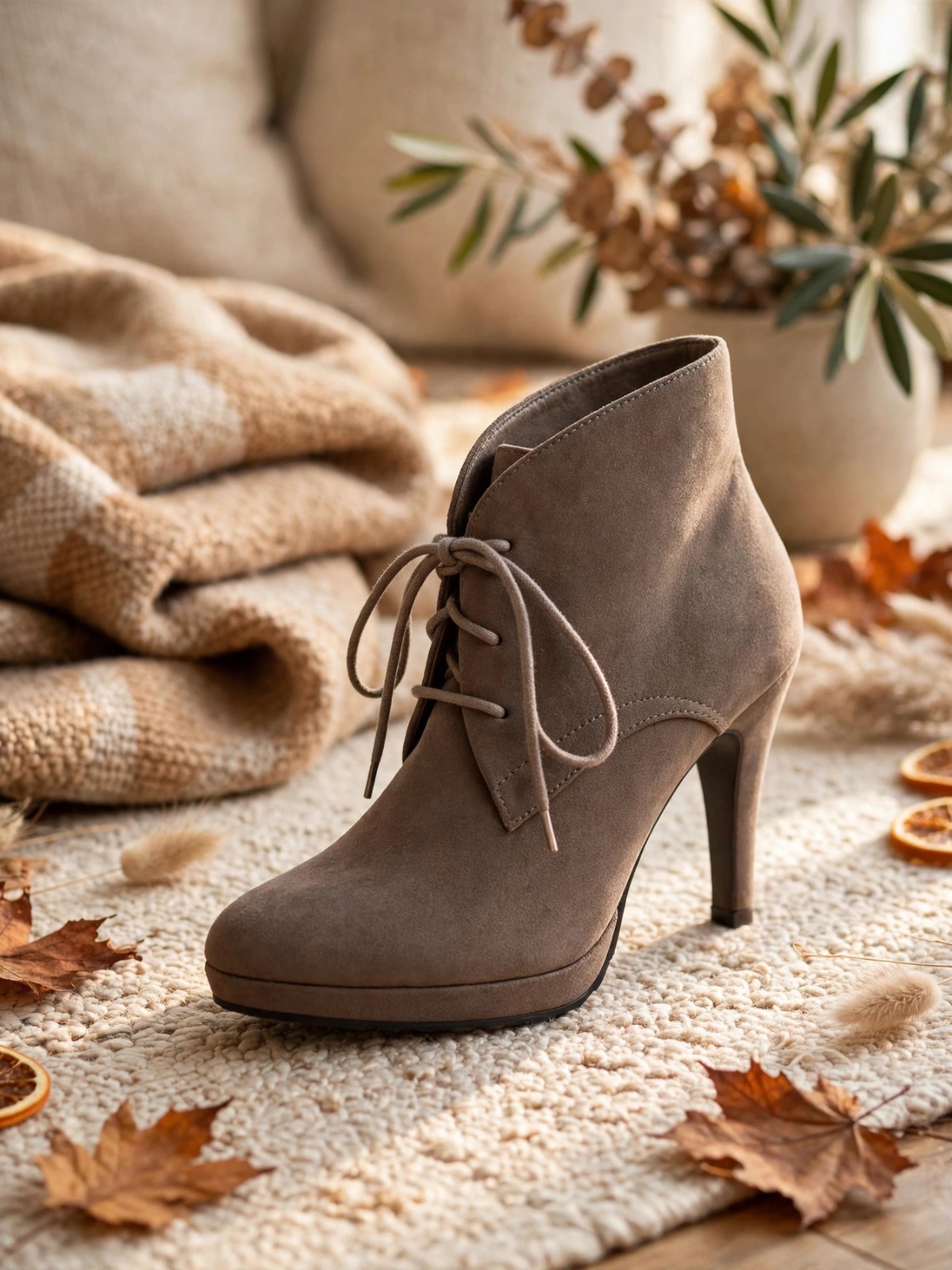 Bottines à talons taupe - daim - Pointure - Portées 1x