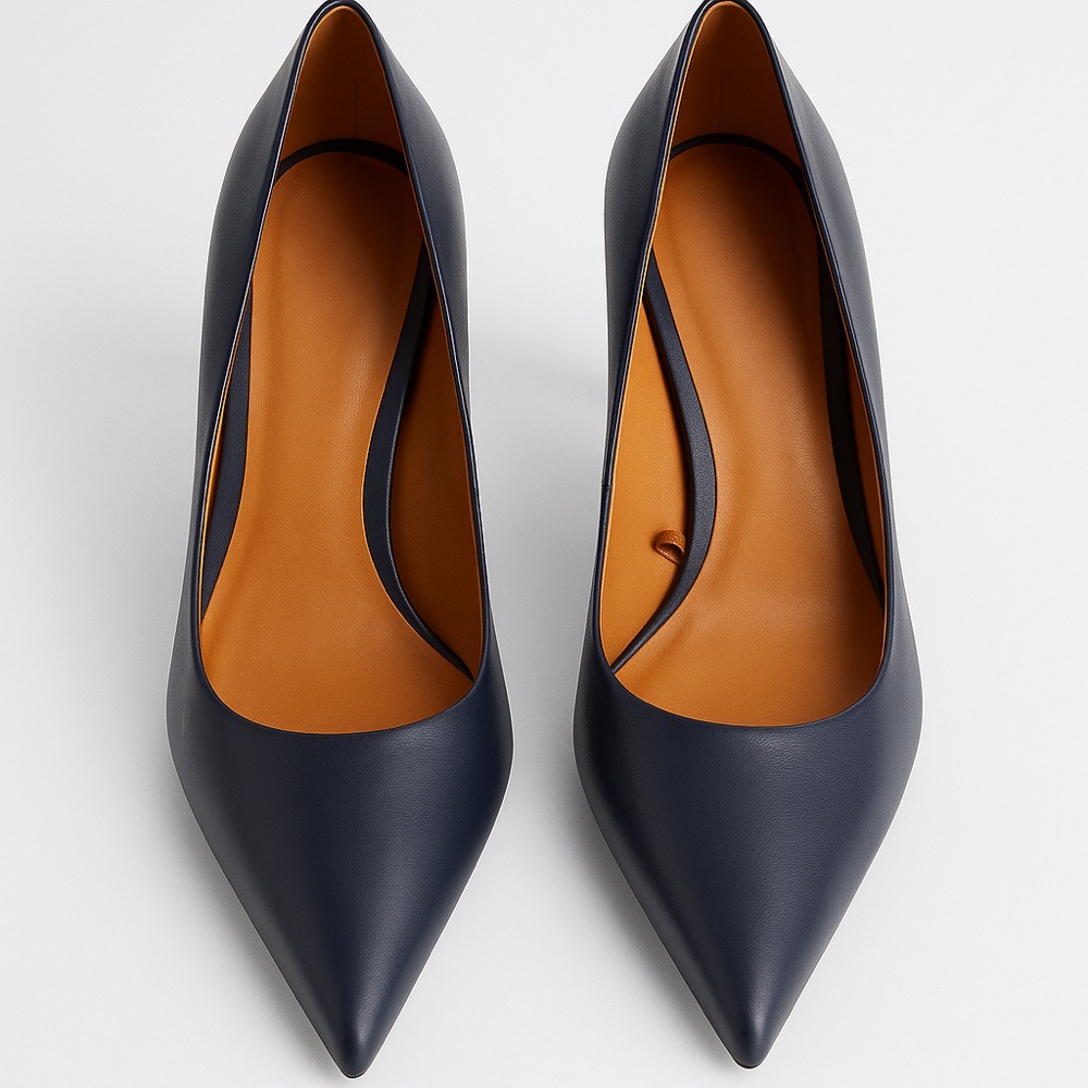 Talon Zara cuir bleu marine