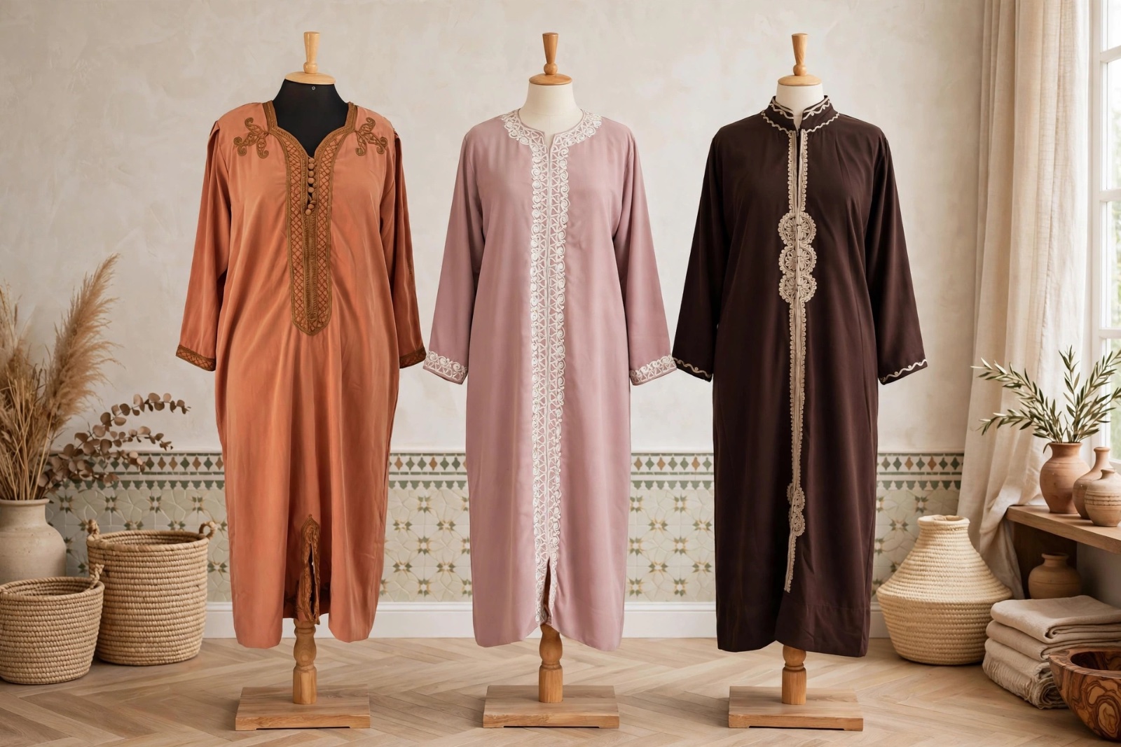 📦 Lot de 3 Gandouras / Jellabas Traditionnelles - Taille XL - Femme