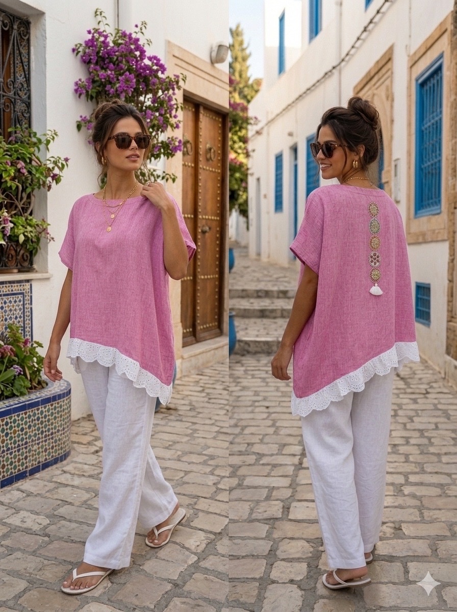 Haut rose ❤️asymetrique 