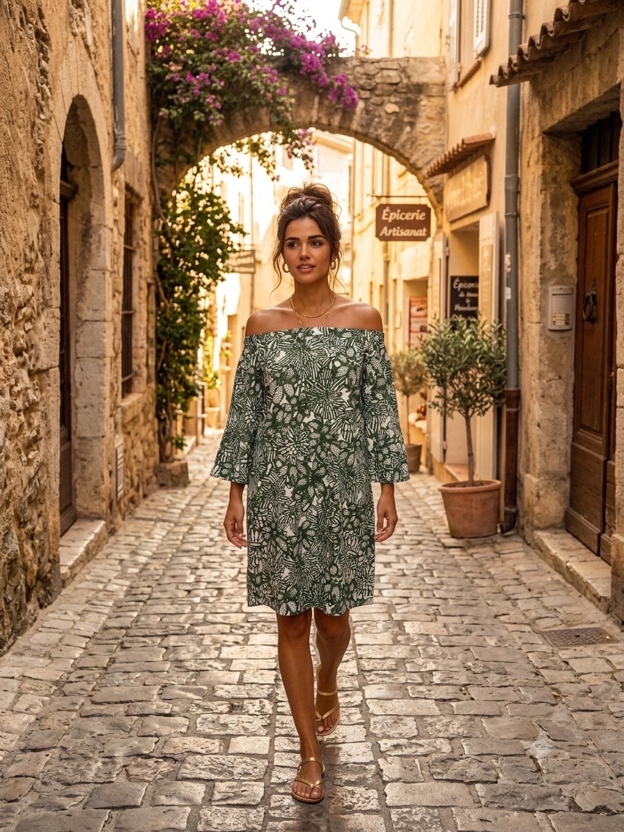 Robe verte imprimée😍