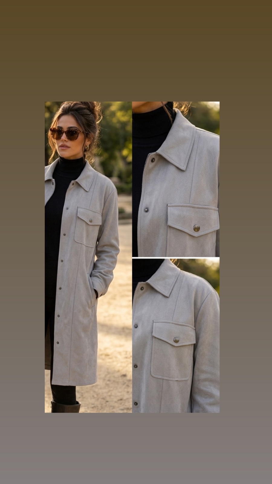 Manteau gris en suèdine 