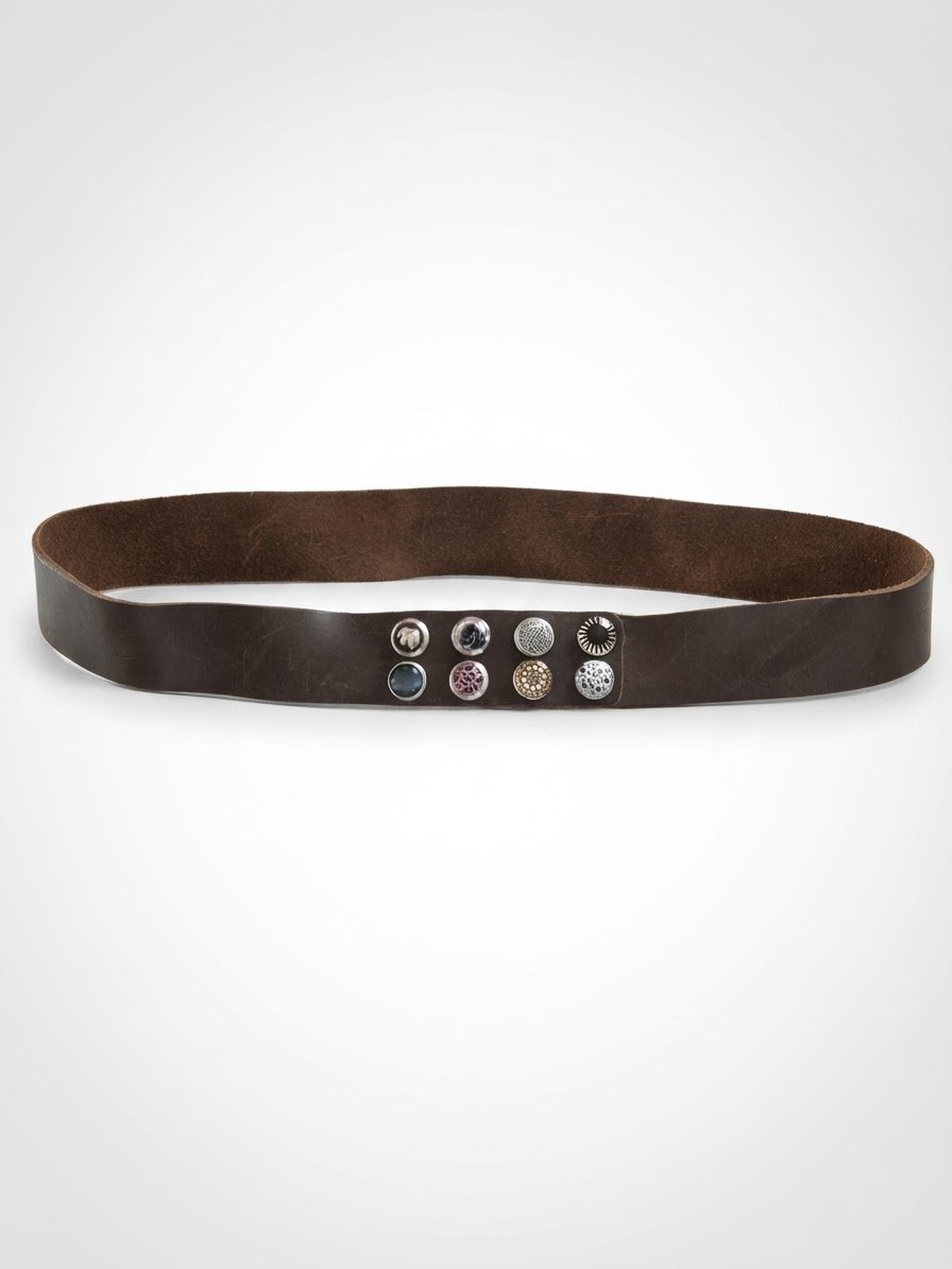 Rare Ceinture marron NOOSA Amsterdam (T85) à 8 boutons interchangeables 
