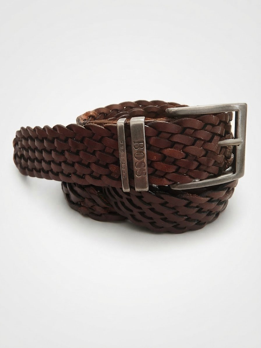 Ceinture homme Hugo Boss cuir véritable tressé Taille 85/32