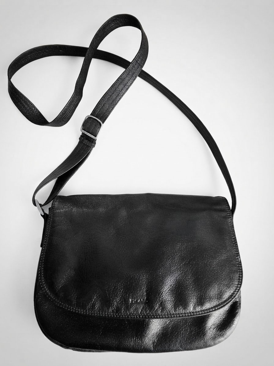 Picard sac bandoulière noir cuir véritable importé d'Allemagne TB état 