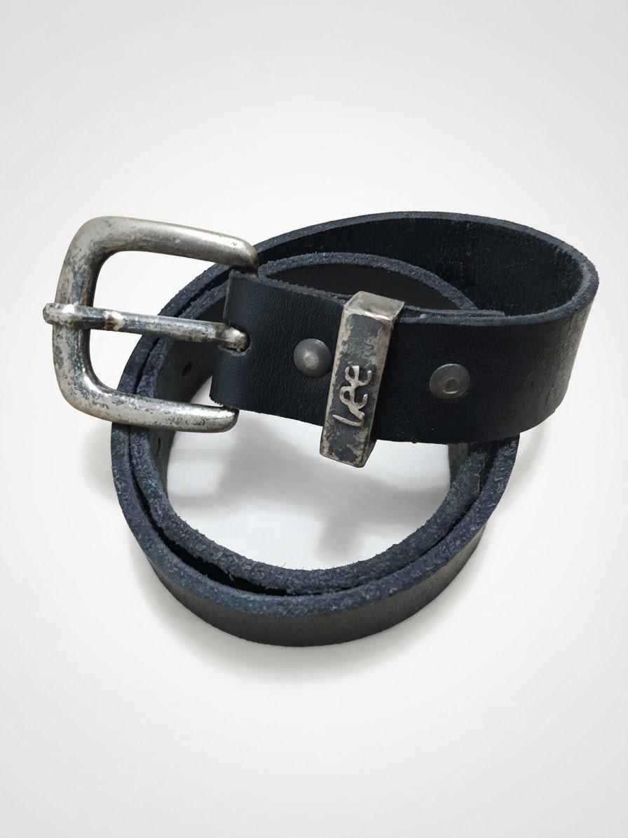 Ceinture noire vintage Lee MADE IN ITALY longueur totale 60 cm cuir de vache