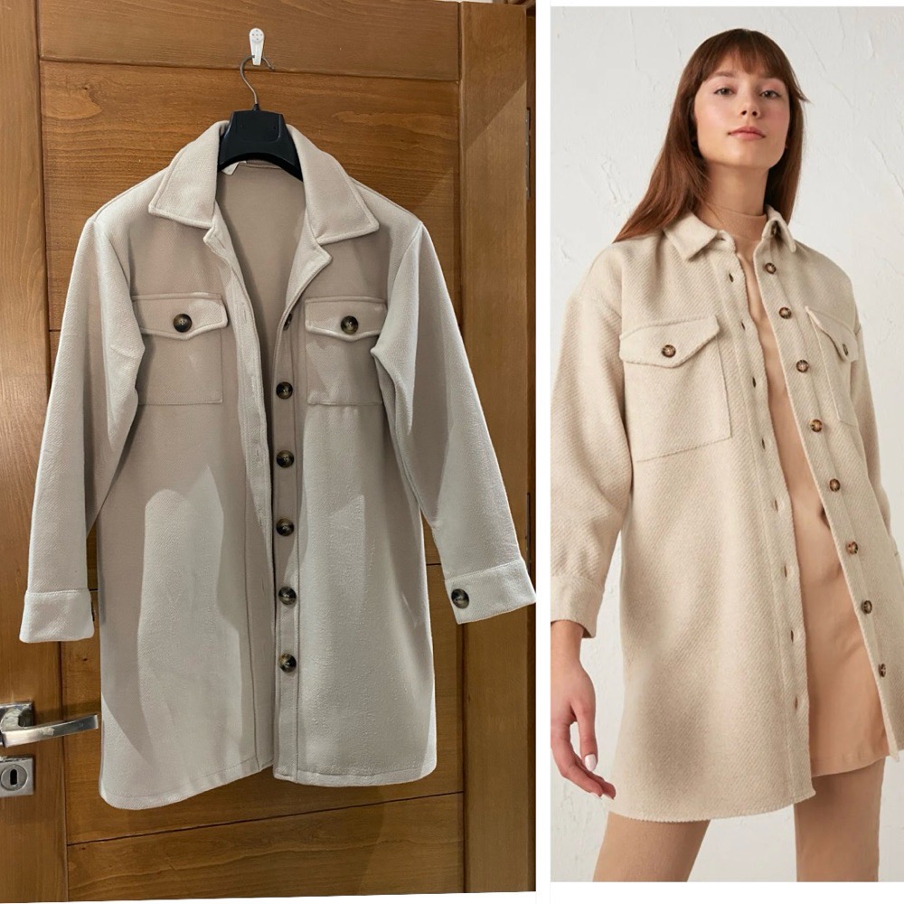 Surchemise longue en laine صوف et viscose