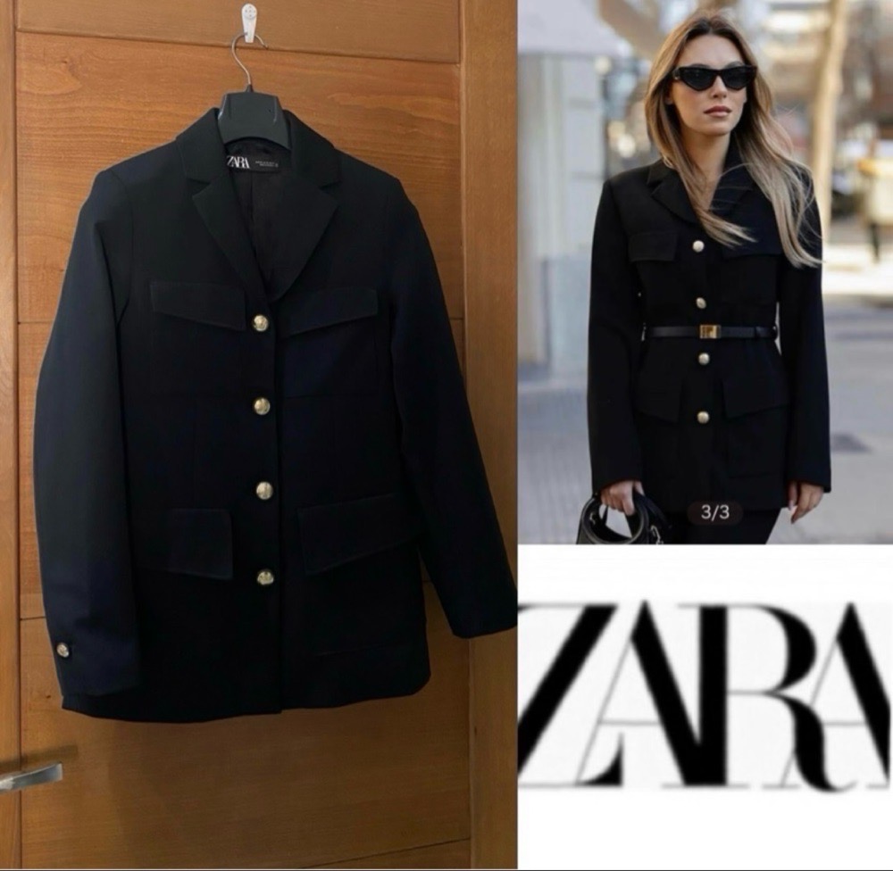 Veste Zara Noir Manteau Zara Bouton DorÃ© VESTE MILITAIRE ZARA