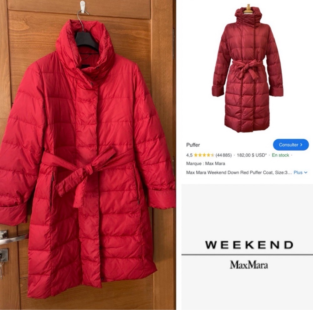 Doudoune WEEKEND MAXMARA à ceinture rouge foncé 