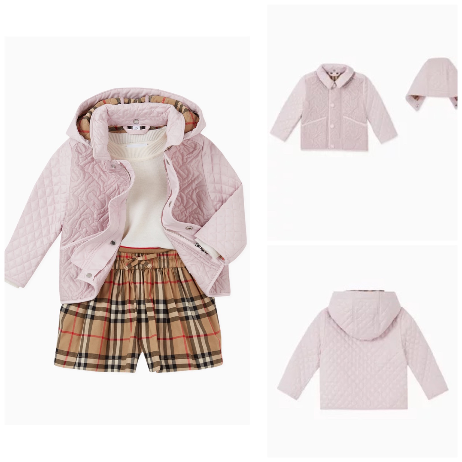 Manteau BURBERRY authentique Girl's Giaden Detachable Hood Monogram Quilted Jacket, Size 6M-