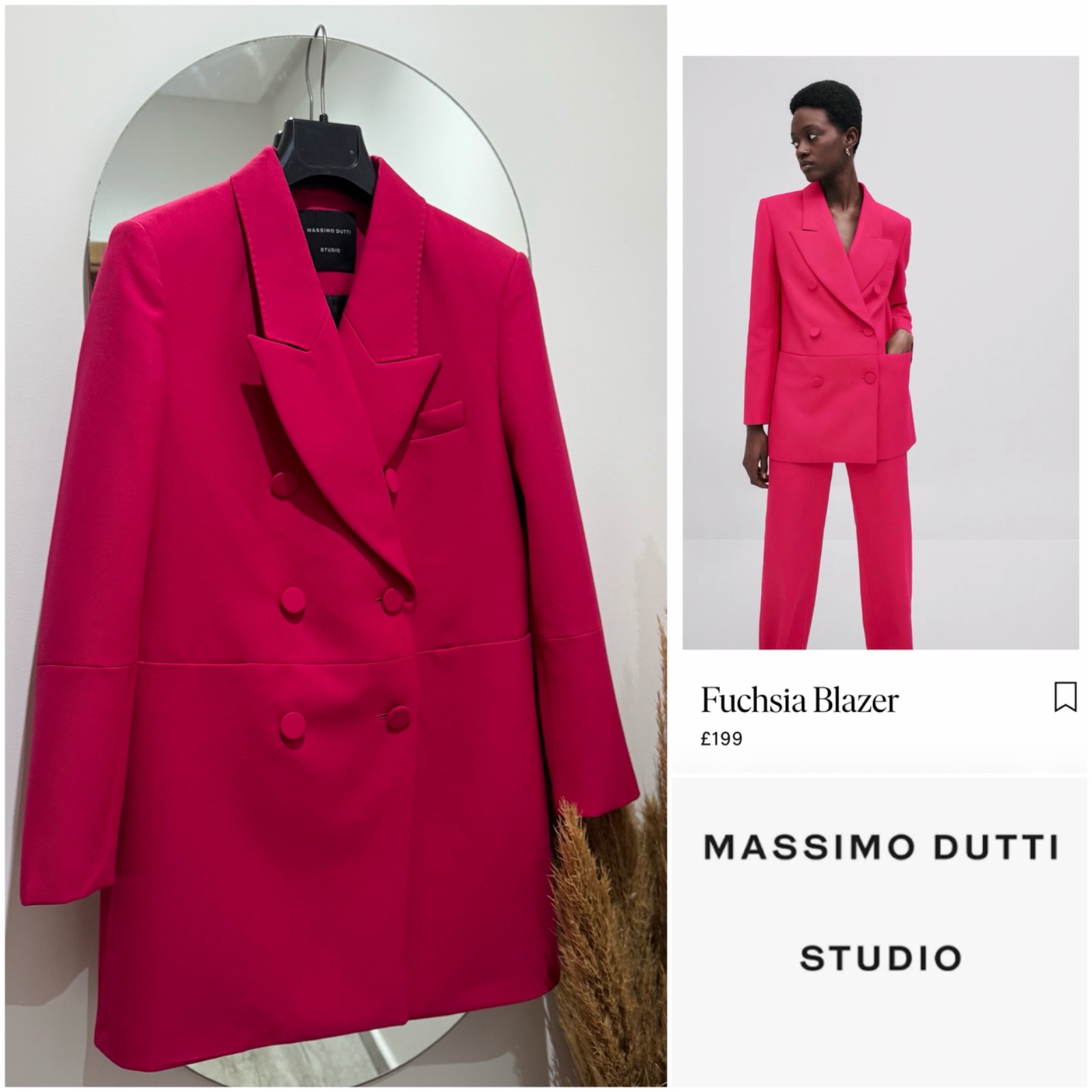Blazer longue MASSIMO DUTTI rose fushia neuf