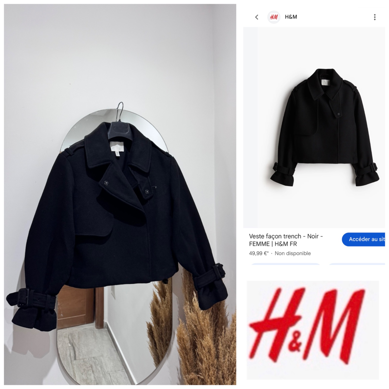 Veste manteau trench style H&M avec laine tt neuve