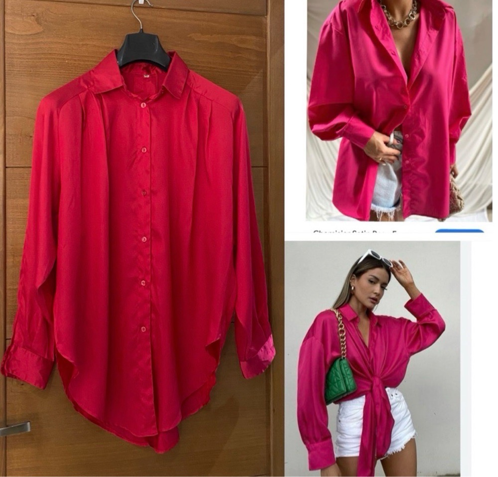 chemise satinée rose 
