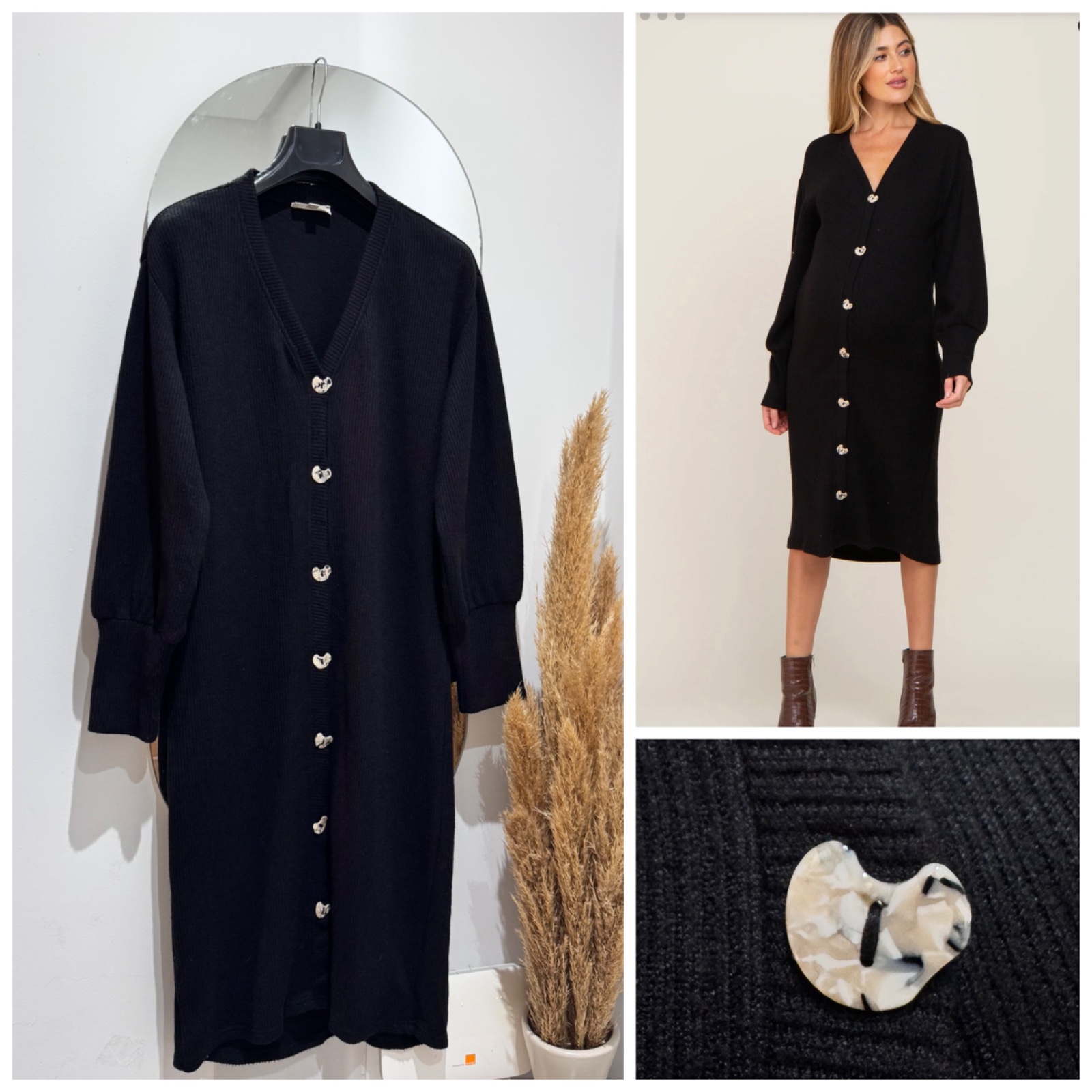 Cardigan robe manches ballons boutonnée 