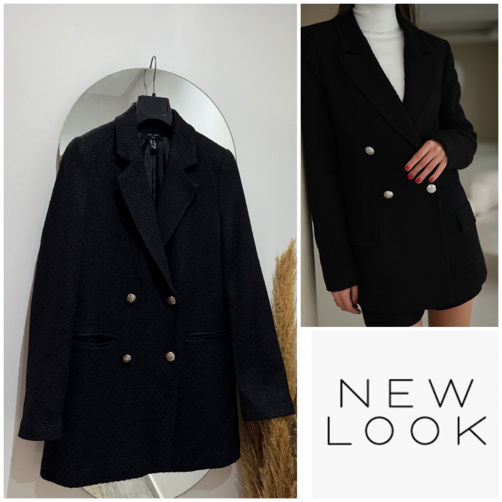 Blazer NEW LOOK double boutonnage en tweed