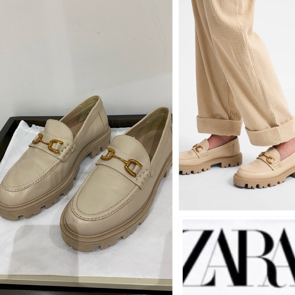 ZARA derbies beige doré