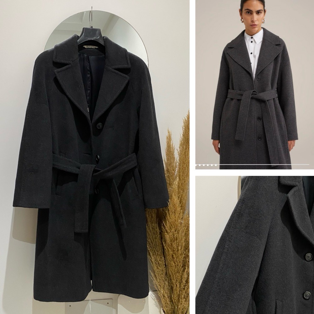 Manteau en laine à ceinture 