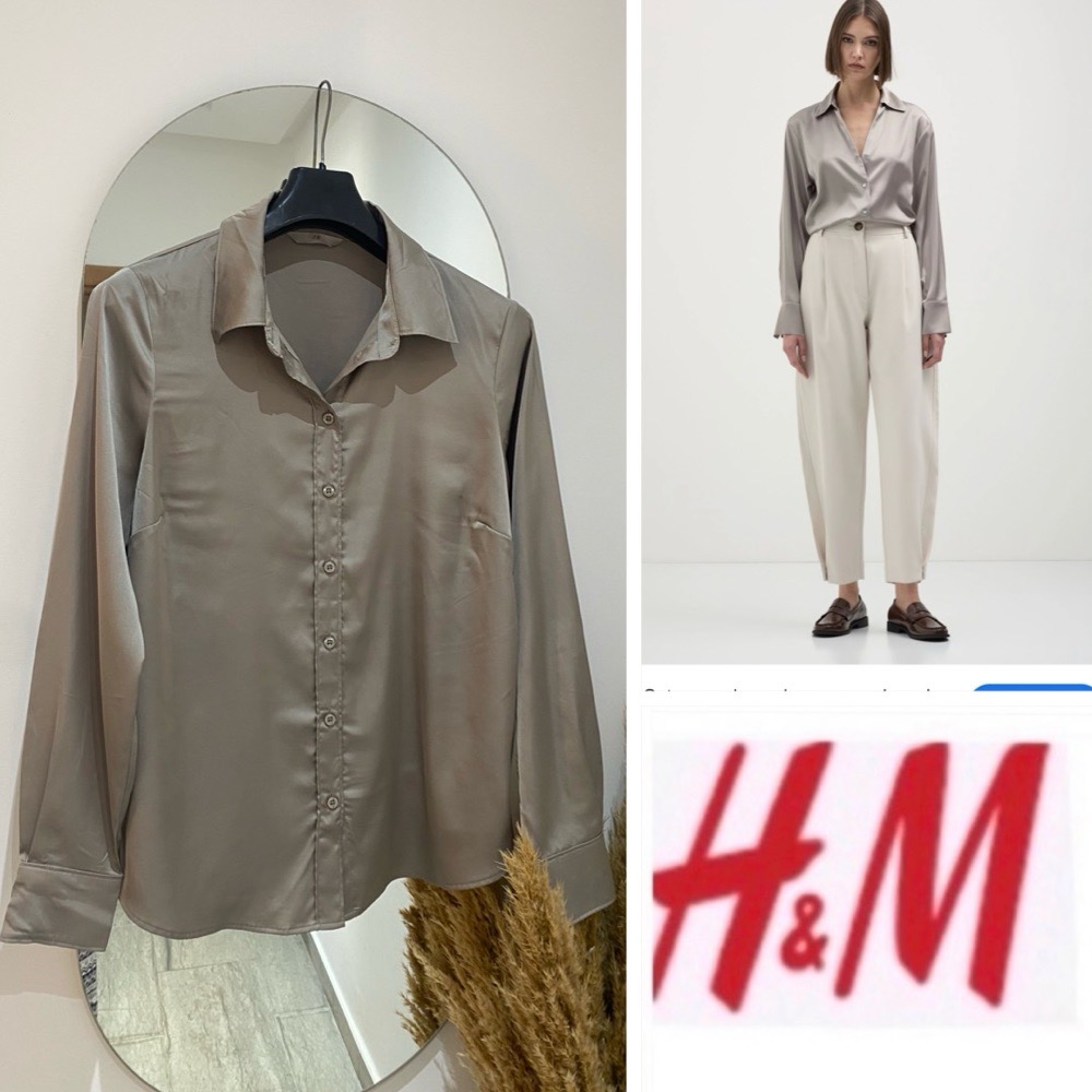 blouse  H&M satinée grége 