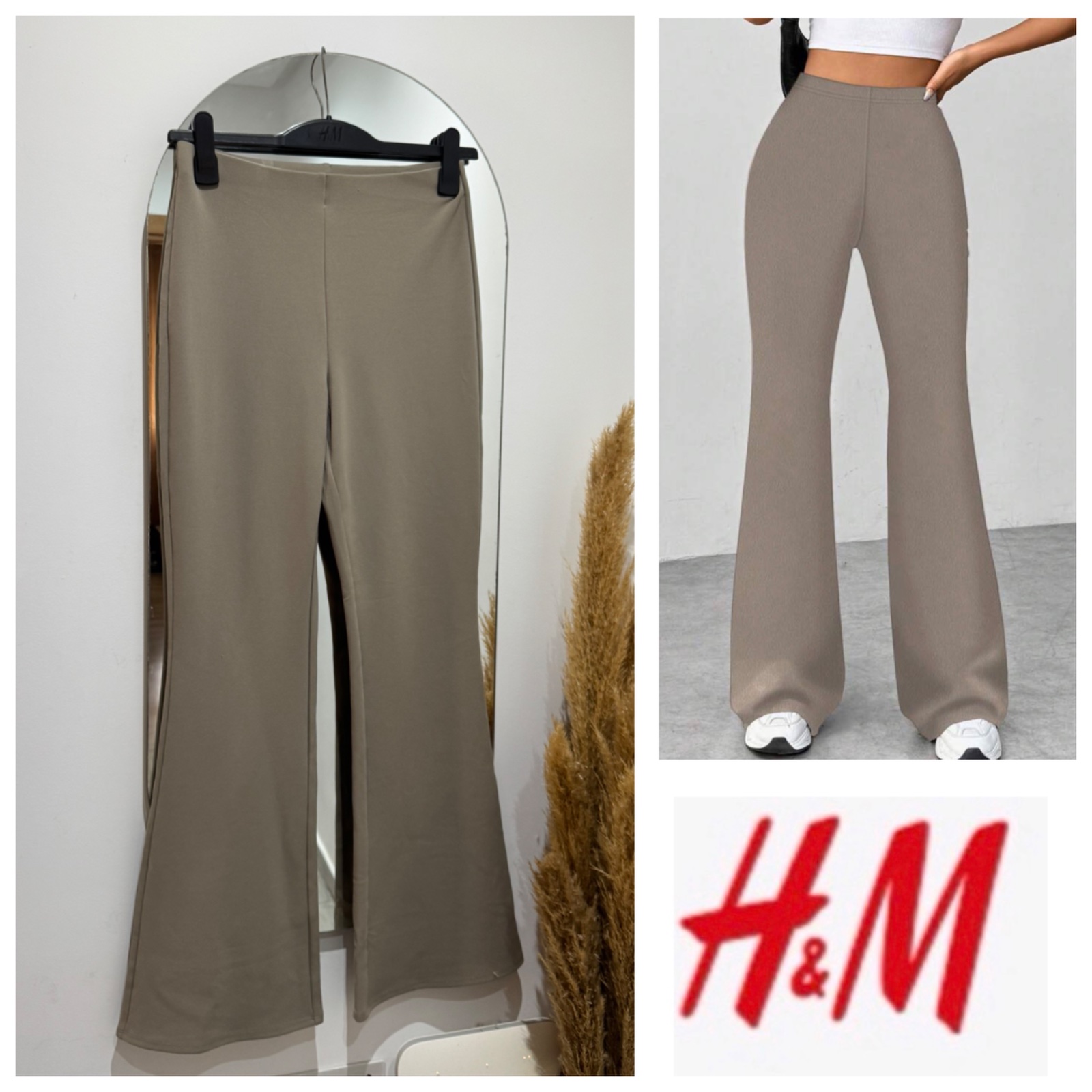 Pantalon H&M taille haute couleur grêge