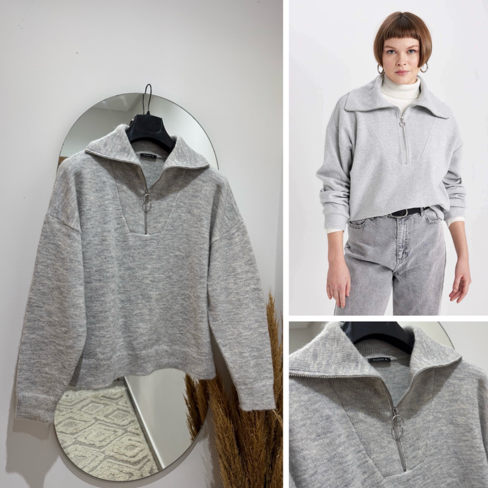 Pull half zip avec laine 