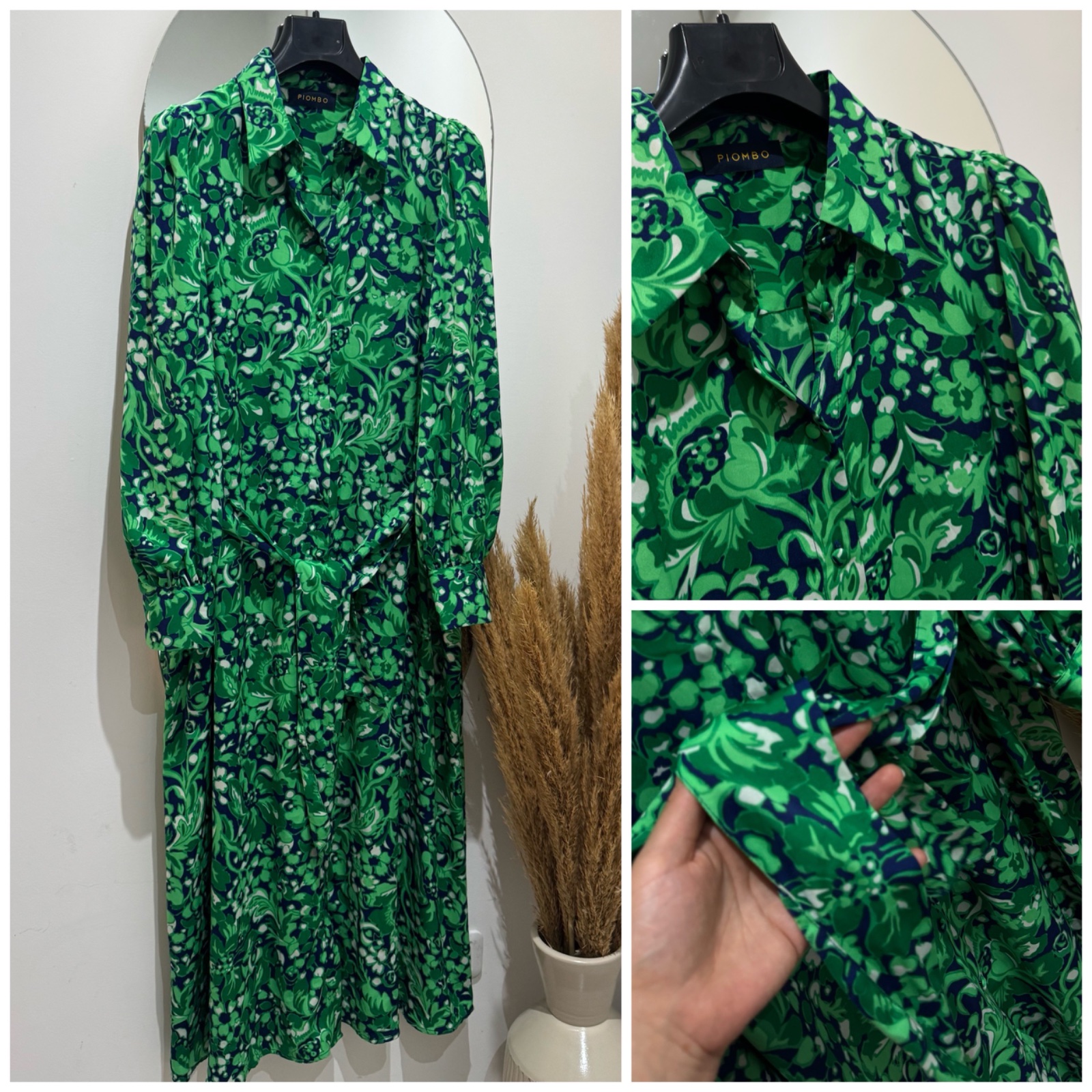 Robe chemise trés fluide à ceinture effet soie