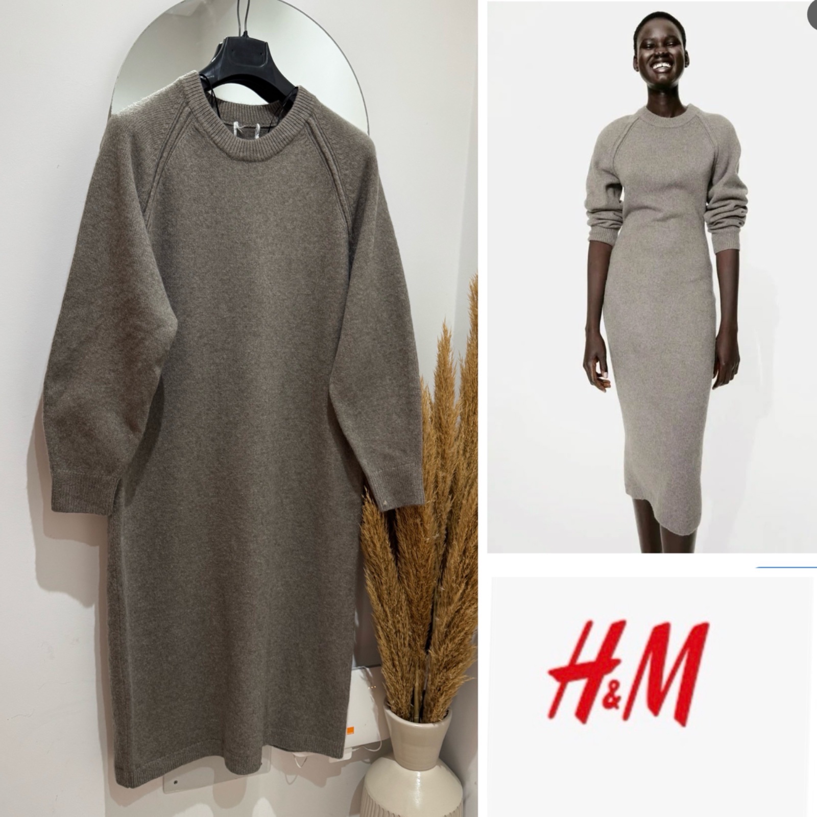 Robe en maille longue h&M grége  