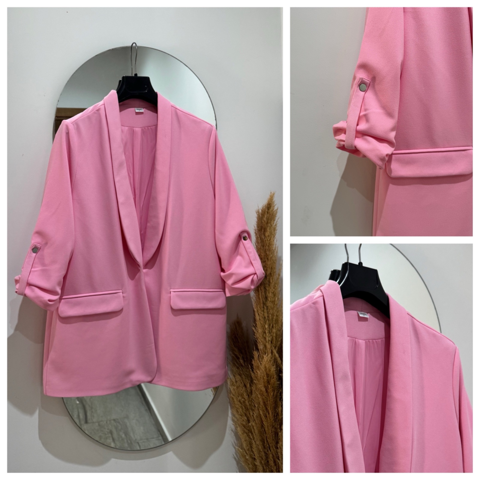 Blazer rose manches Retroussé