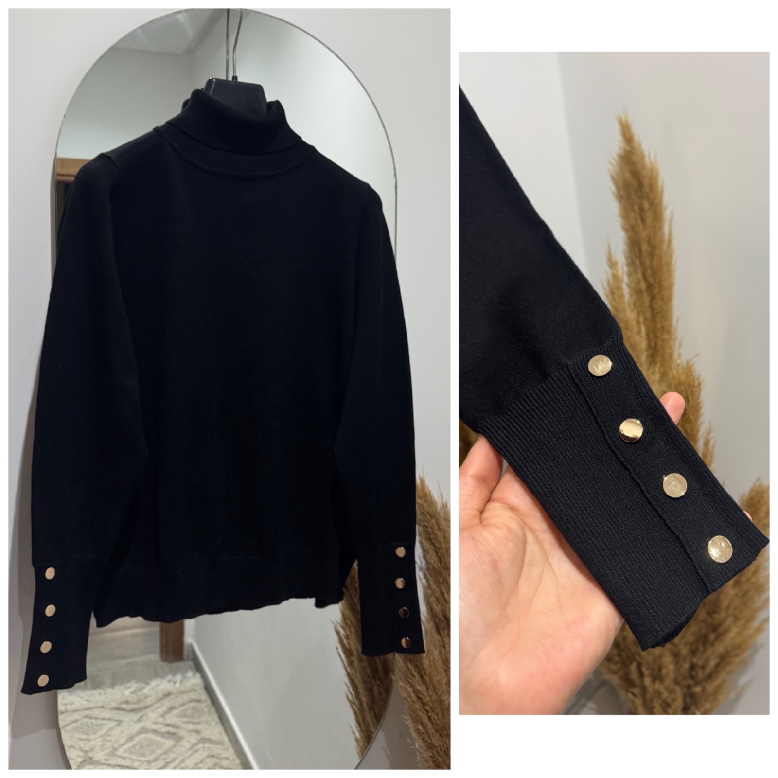 Pull boutonnage doré 