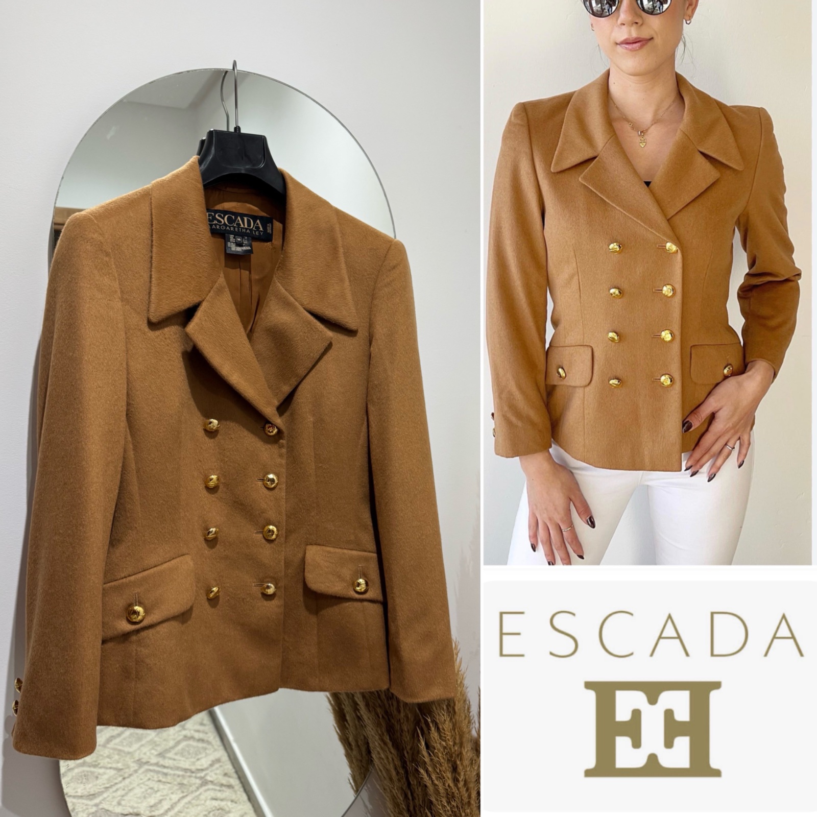  ESCADA blazer double boutonnage en laine / cashmire tt neuve 