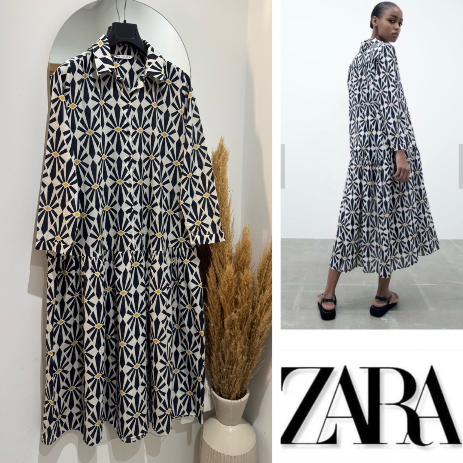 ZARA PRINTED MIDI DRESS 