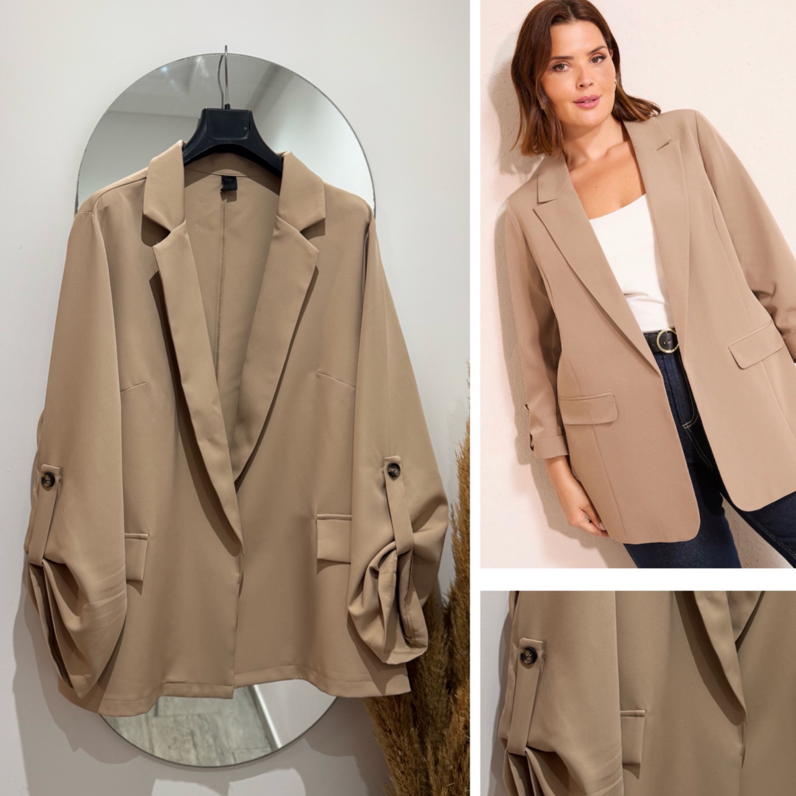 Blazer camel clair  manches à boutons 