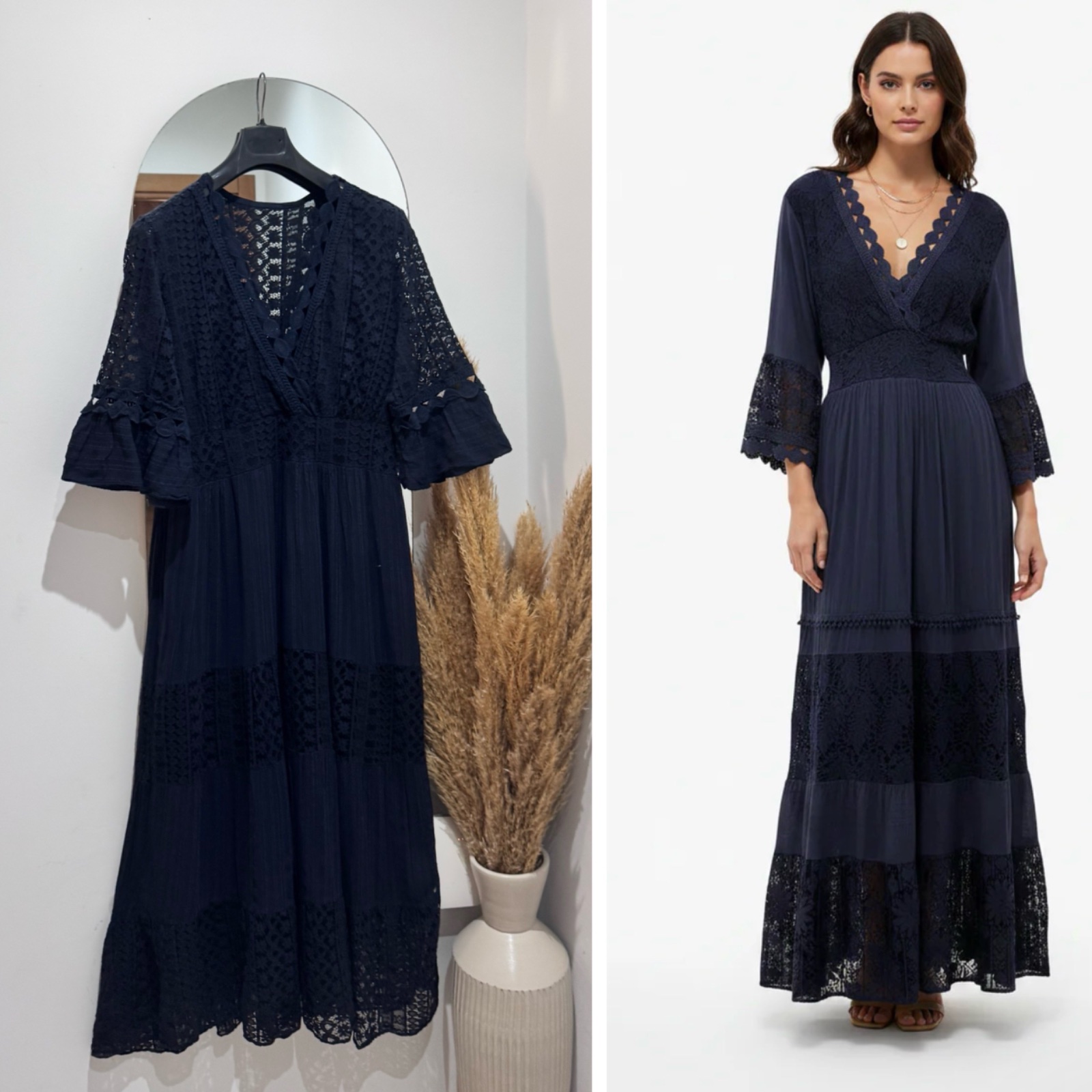 Robe maxi bleu foncè fluide 