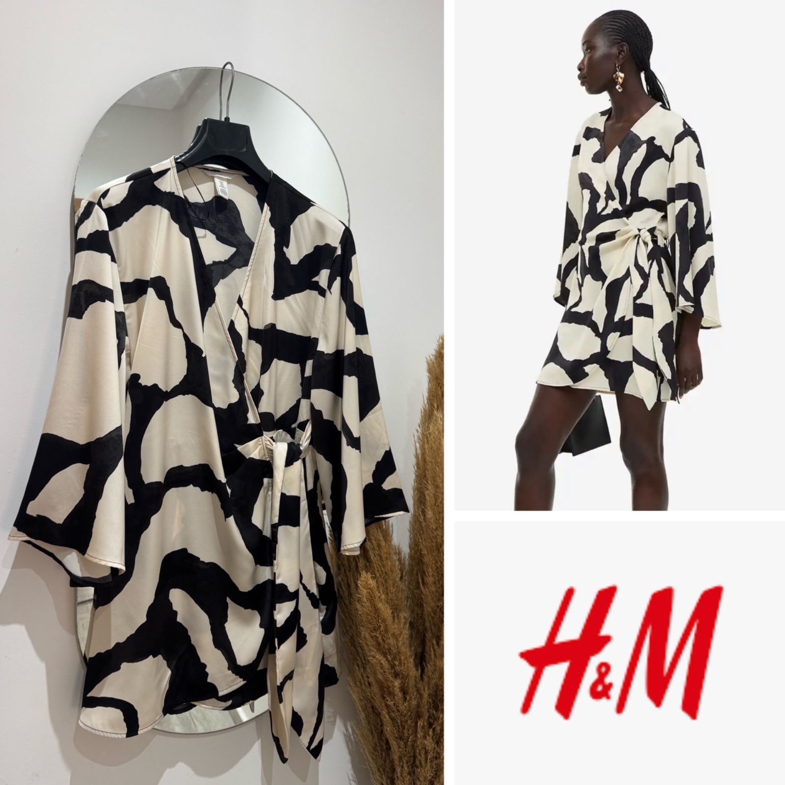 H&M satin wrap dress