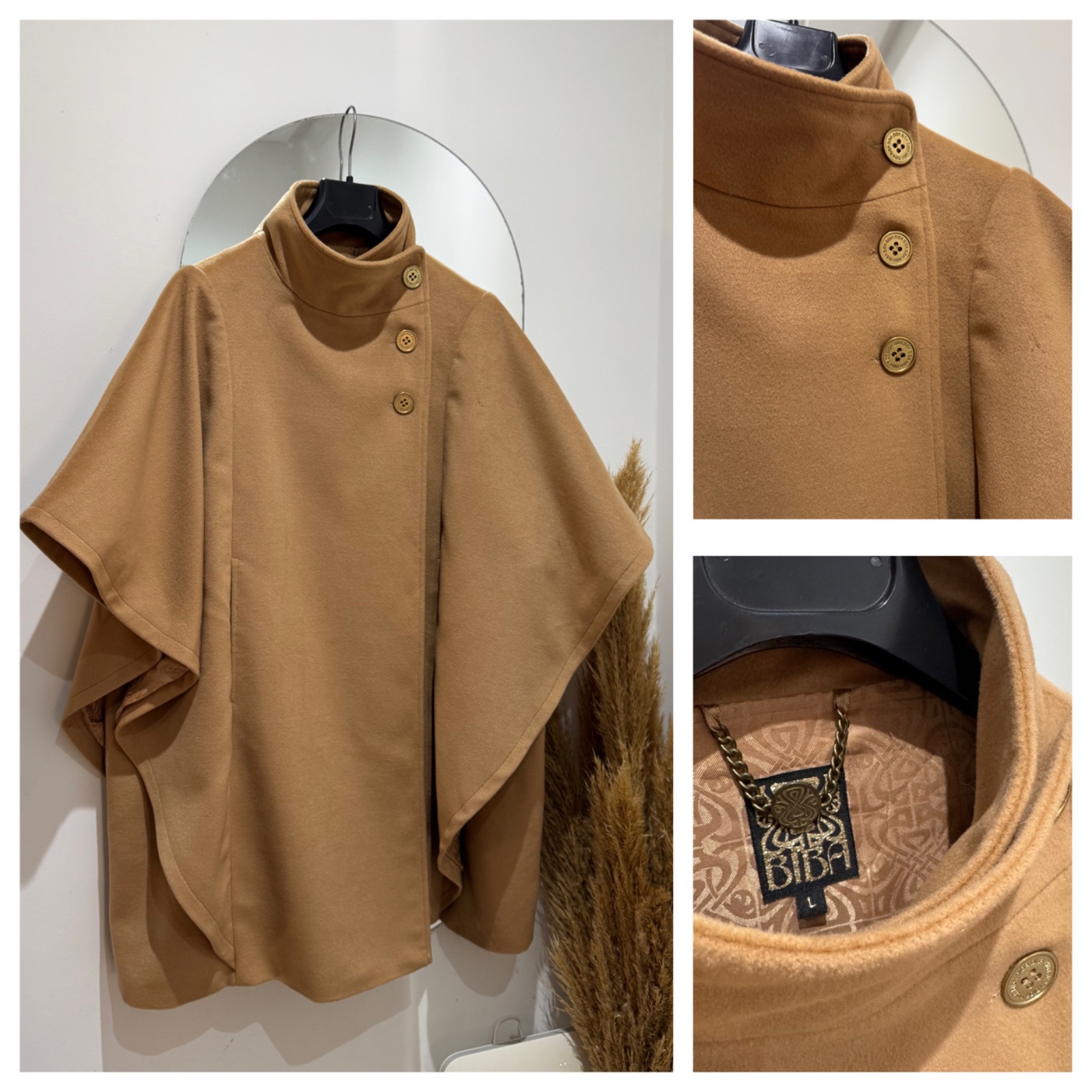 Manteau cape BIBA camel tt neuf over size 