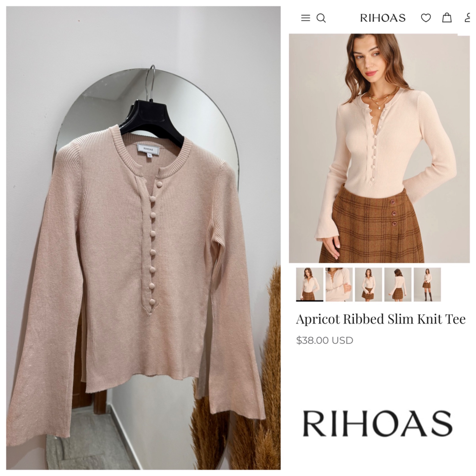 Pull RIHOAS nude boutonnée 