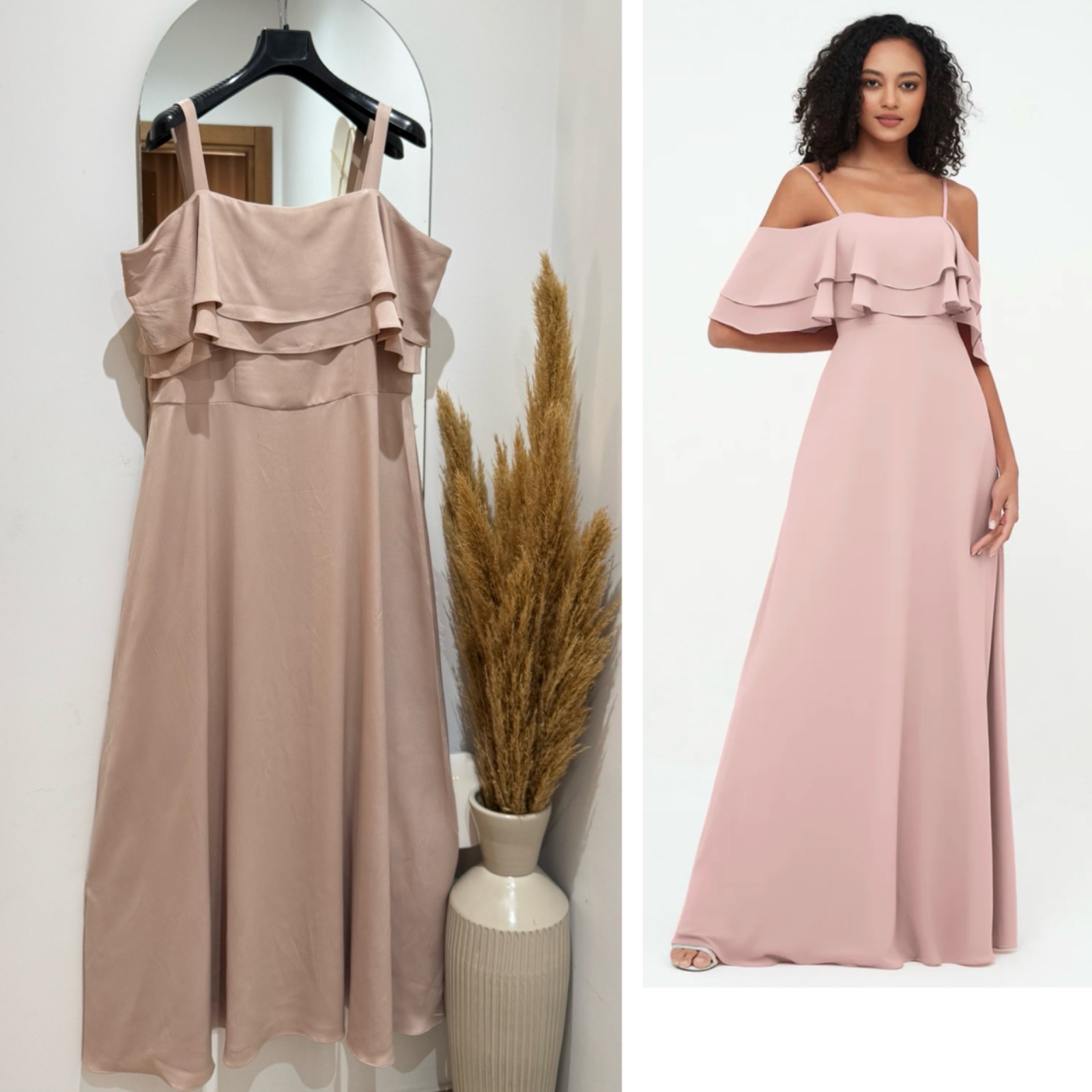Robe début maxi rose poudré trés fluide 