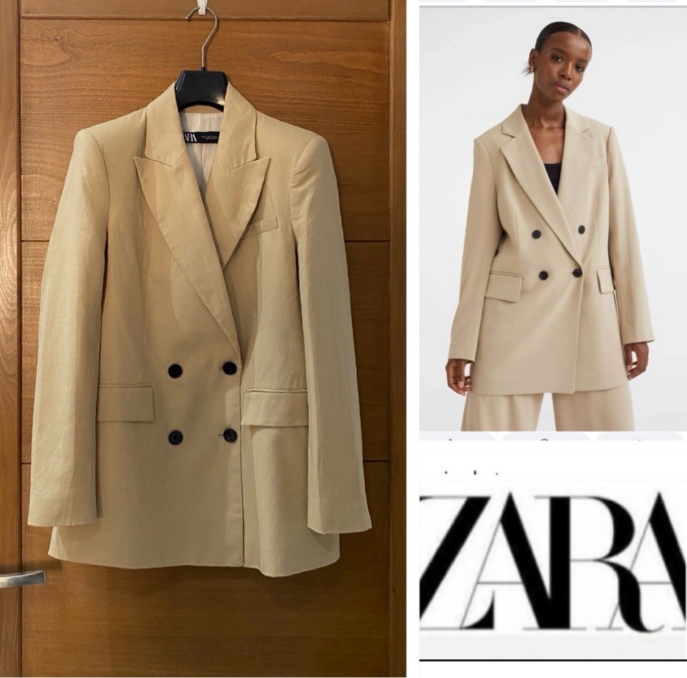 Blazer ZARA boutonnage croisé beige camel 