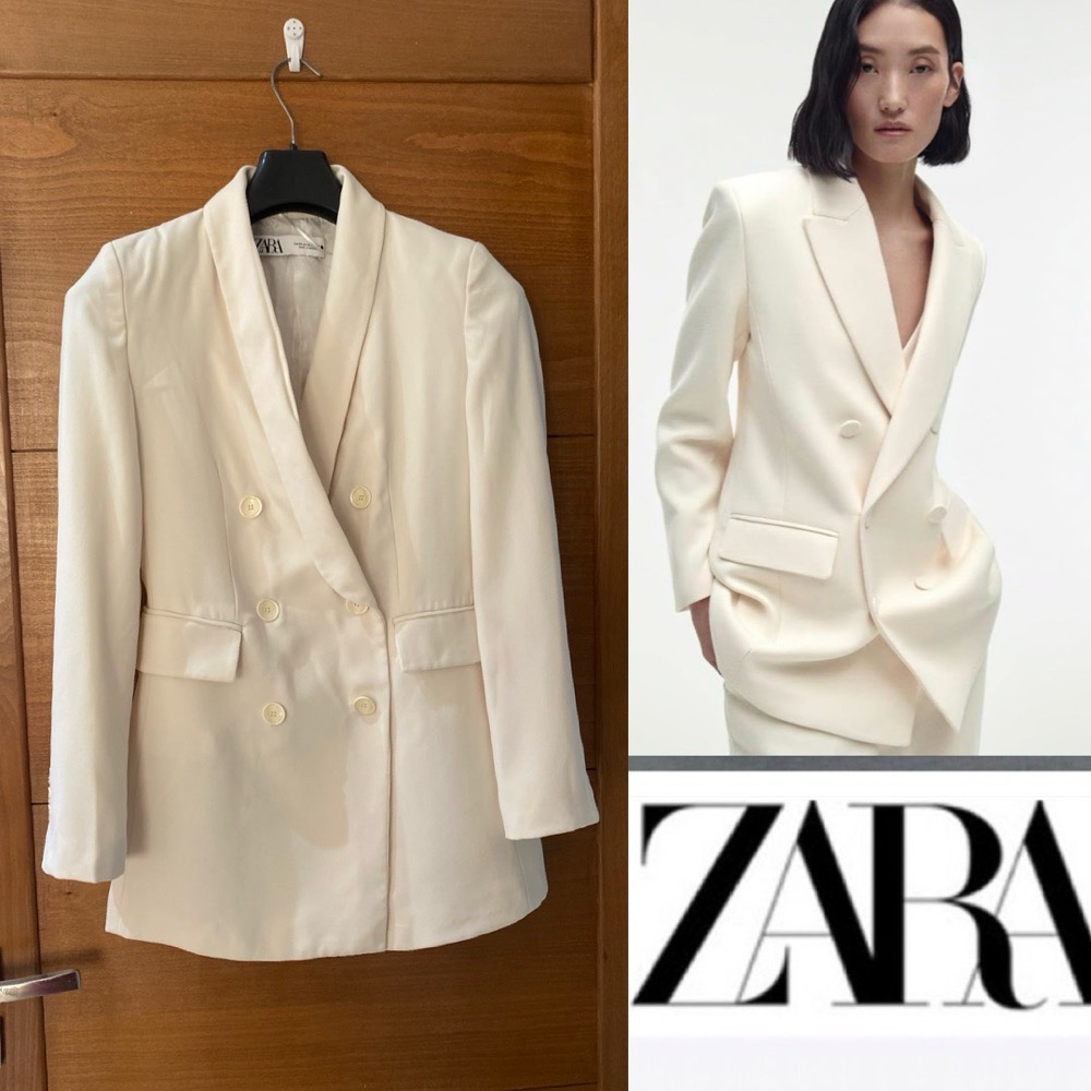 Blazer ZARA boutonnage croisèe beige crème