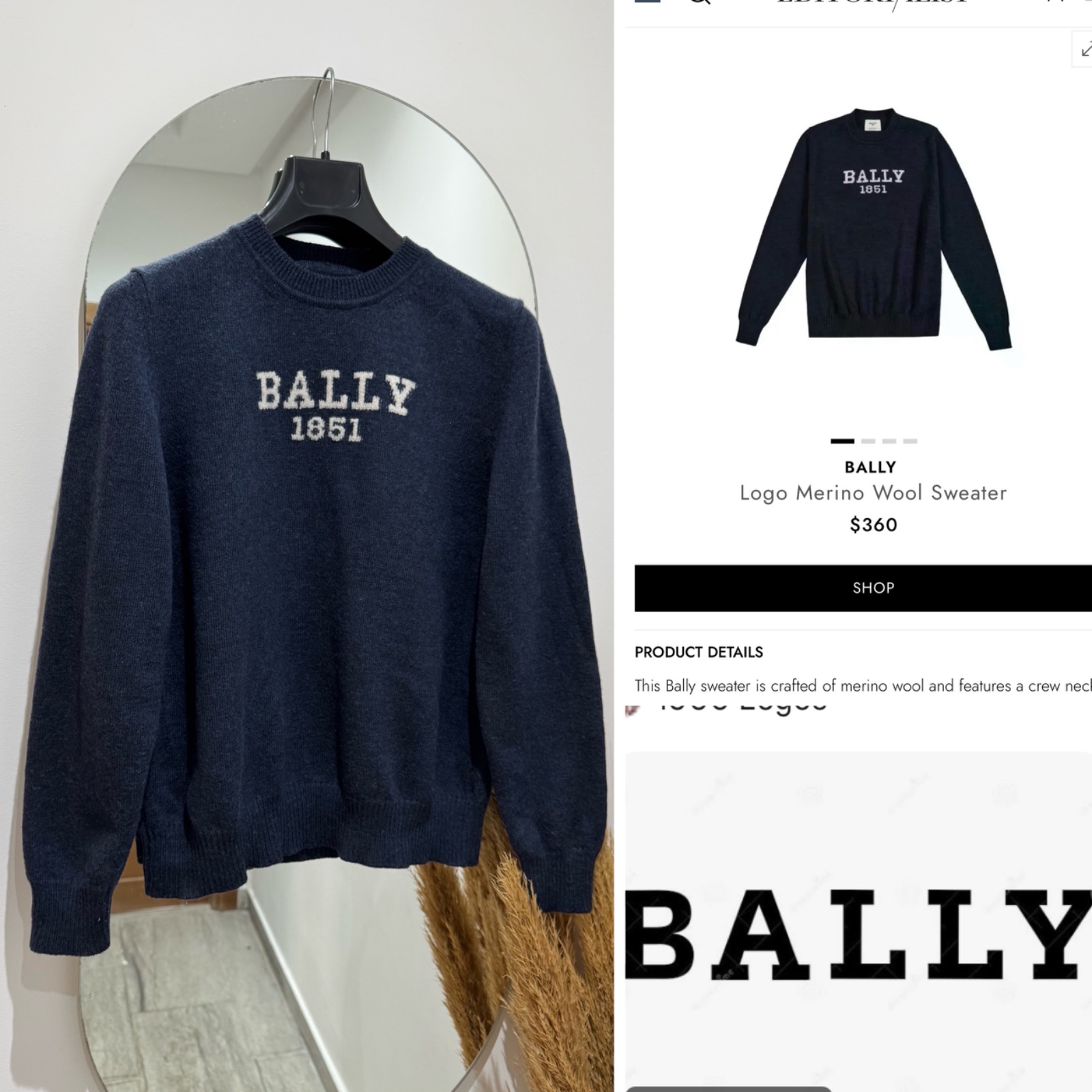 Pull bally authentique en laine  Mérinos  