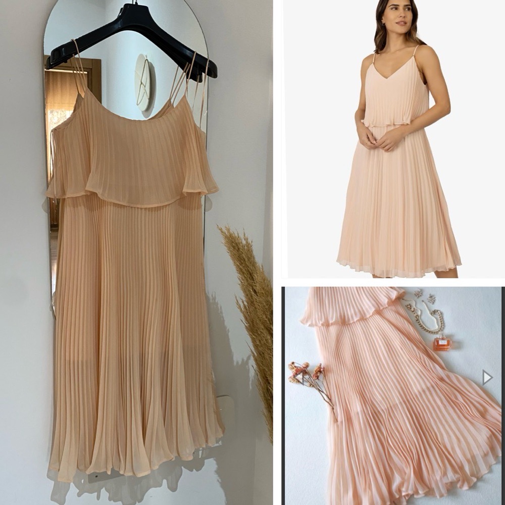 Robe plissée en chiffon couleur peach color 