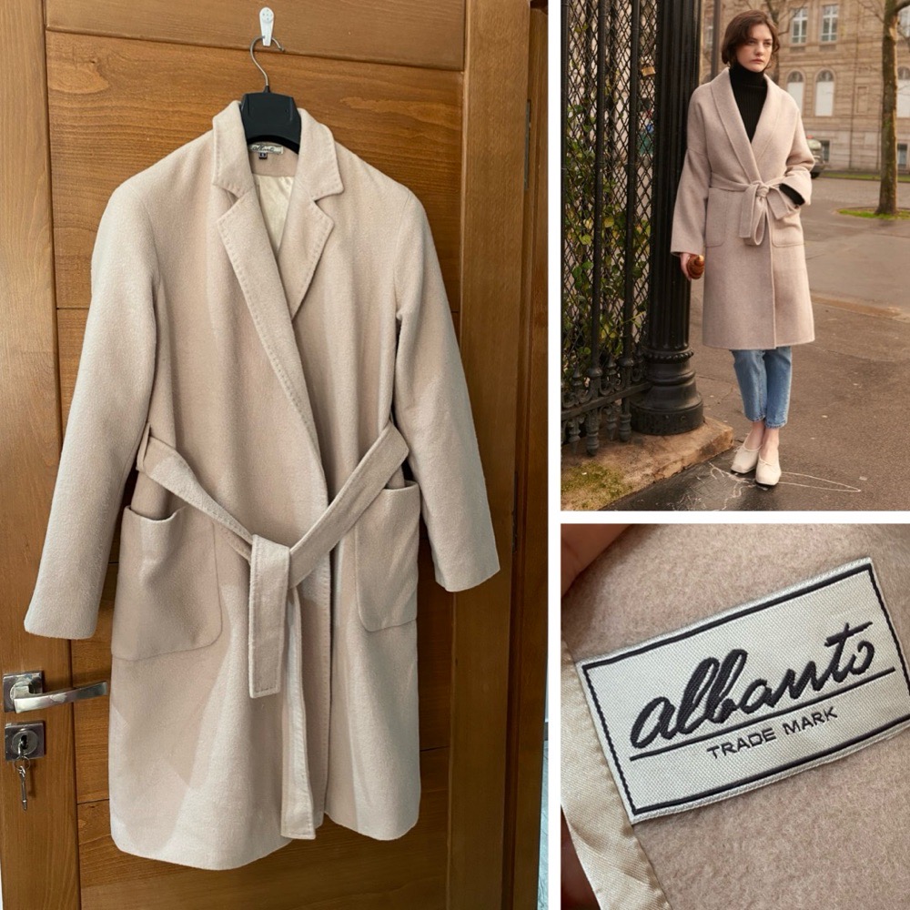 Magnifique manteau over size nude à ceinture en viscose