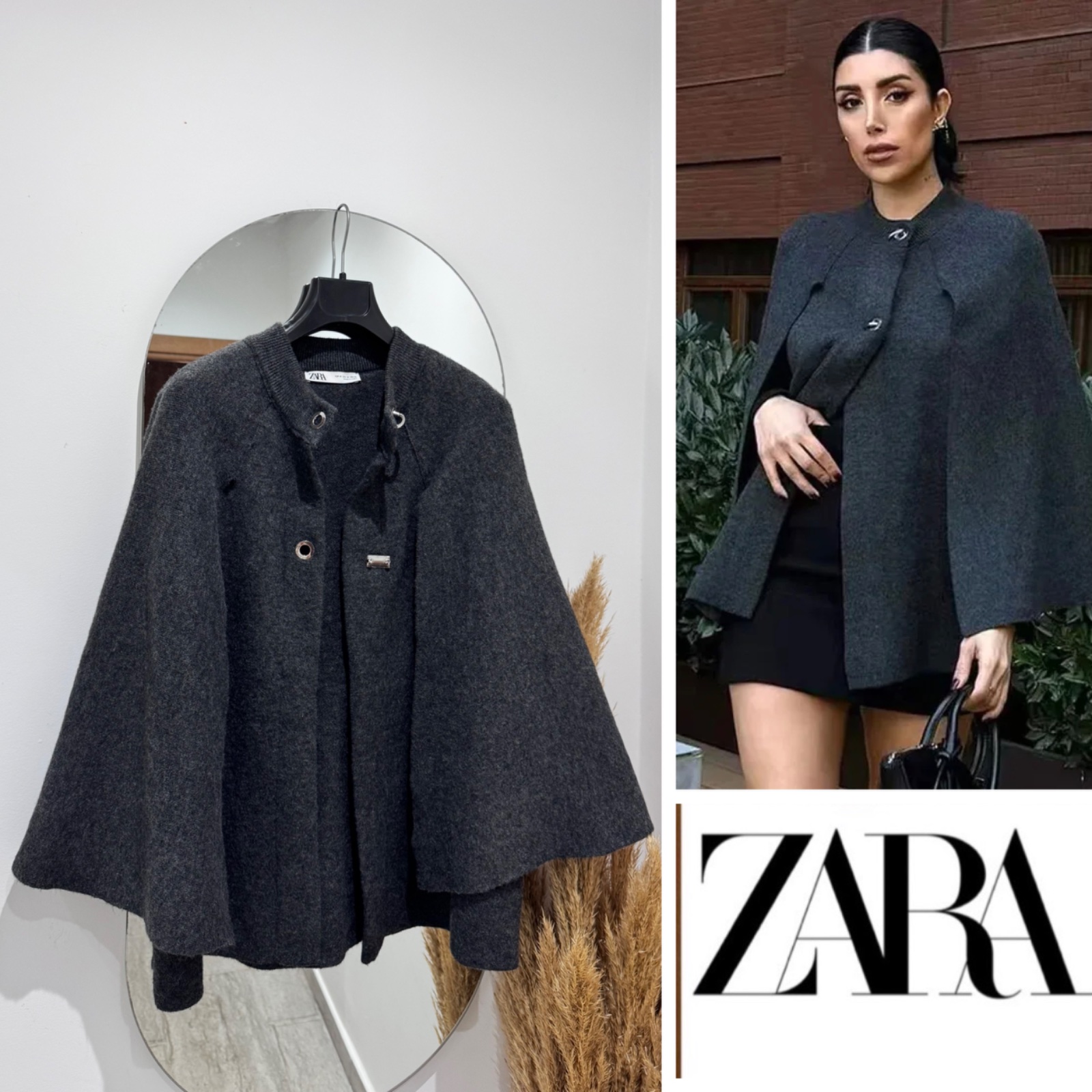 Cape ZARA gris foncé 