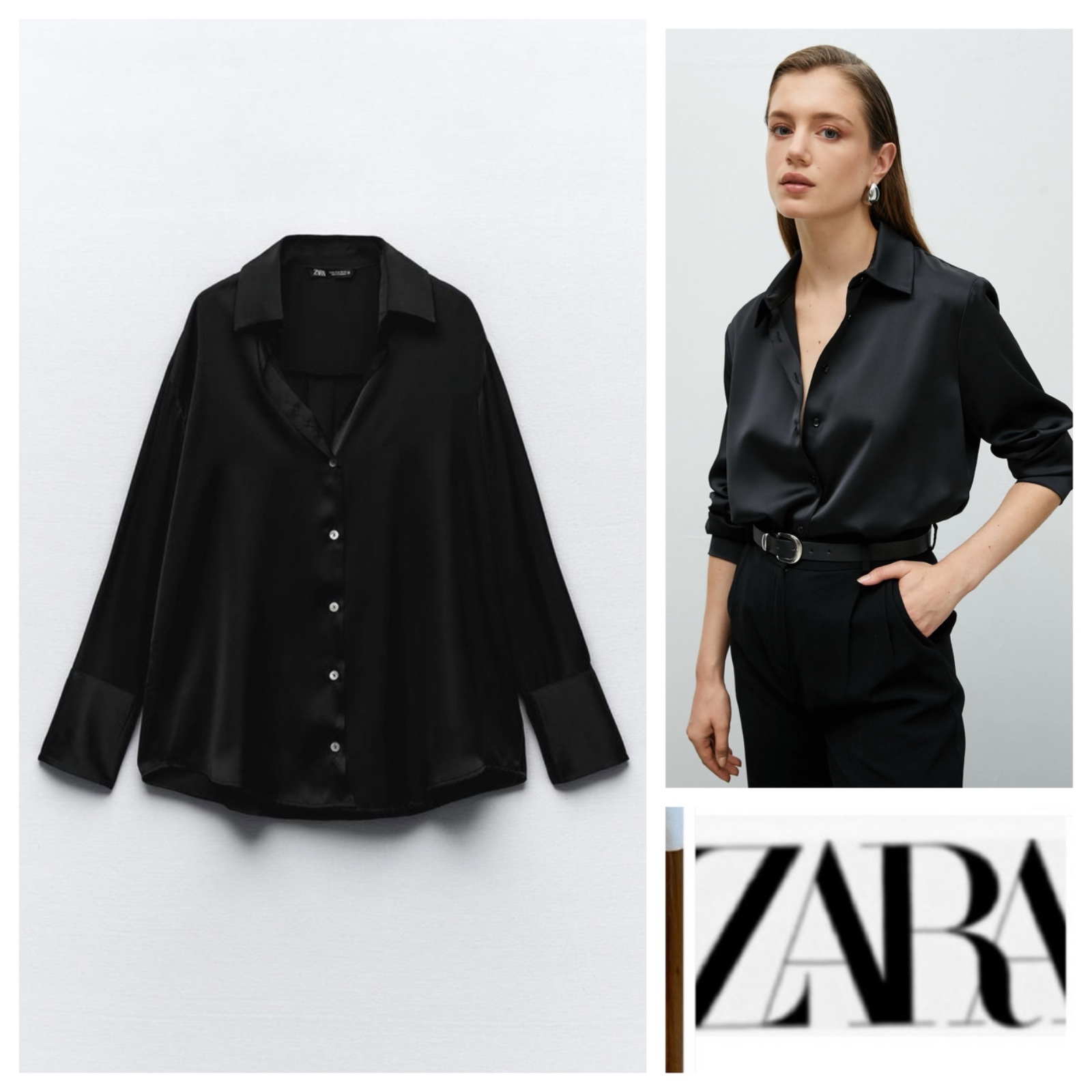 Blouse ZARA satinèe trés fluide effet soie 
