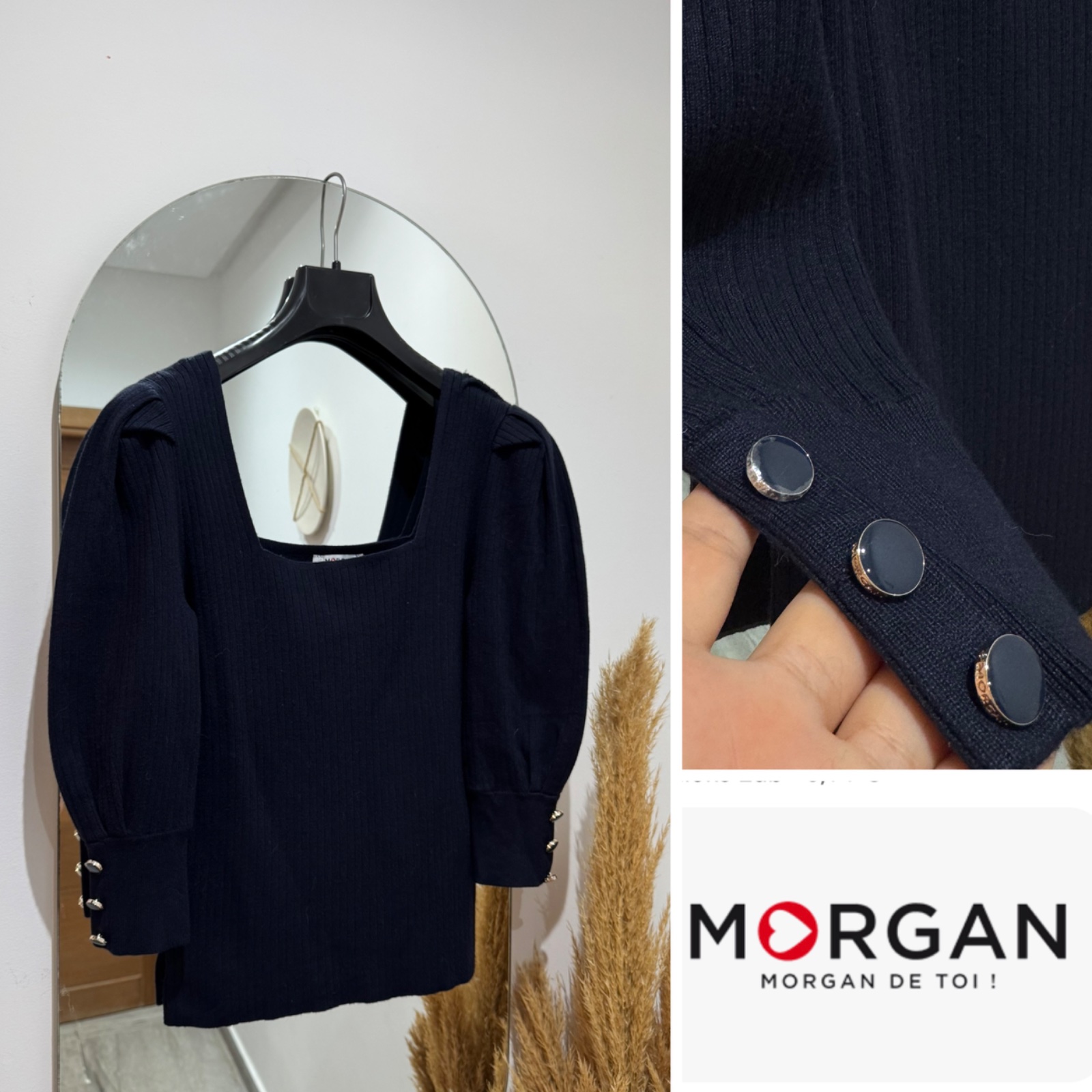 Pull MORGAN manches bouffantes boutonnèe 