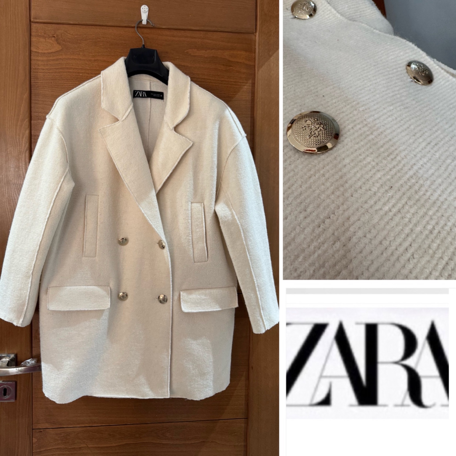 Blazer manteau ZARA OVER SIZE blanc ivoire double boutonnage 