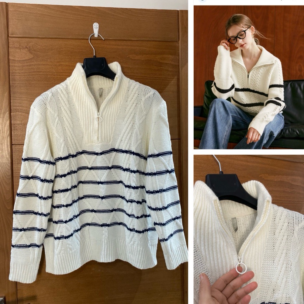 Sweater rayé half zip 