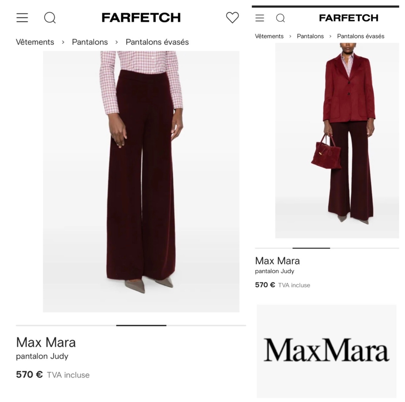 Pantalon MAX MARA en 70% laine 30% cashmire 