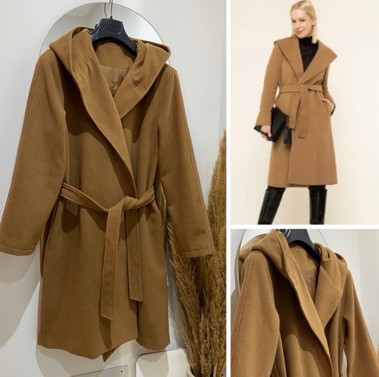 Manteau camel à ceinture 