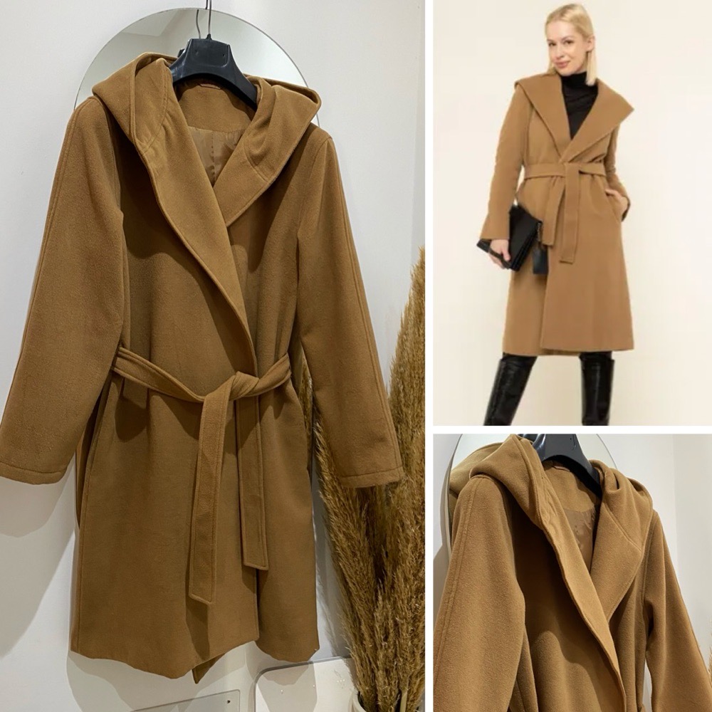Manteau camel à capuche 